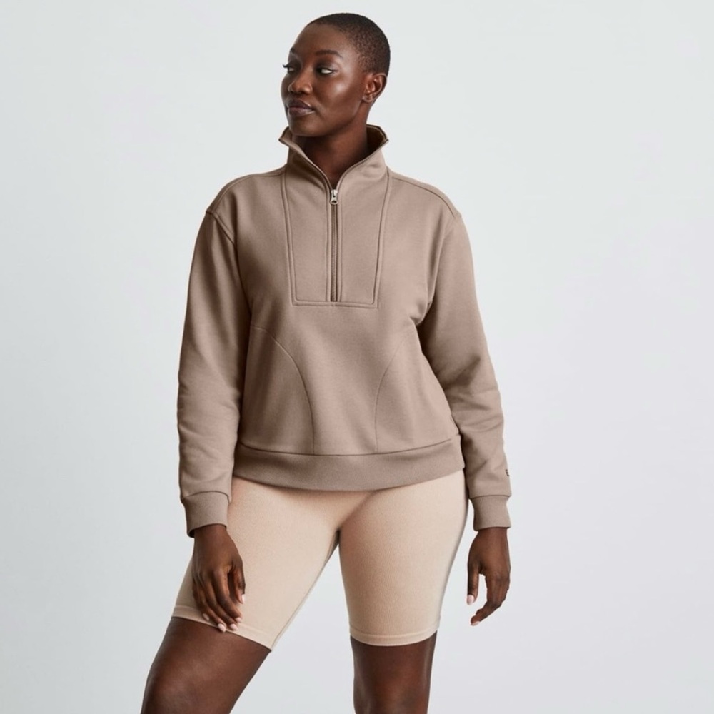 Everlane Organic Track Half-Zip Pullover in Burnt Sugar